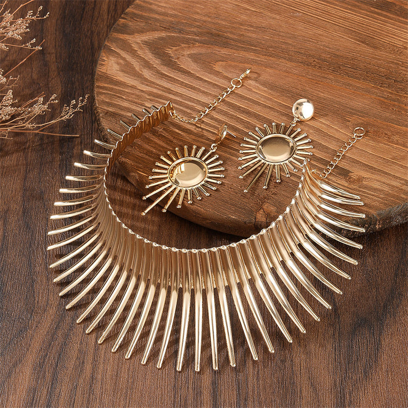 Bold Gold Choker & Earrings Set