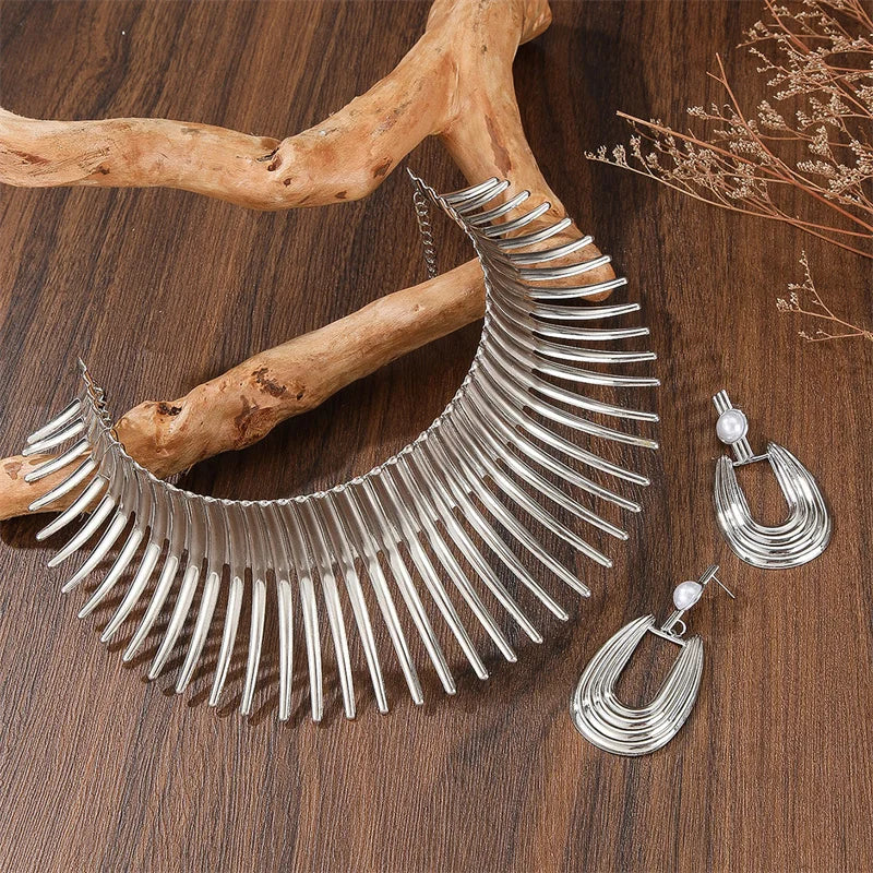Bold Gold Choker & Earrings Set