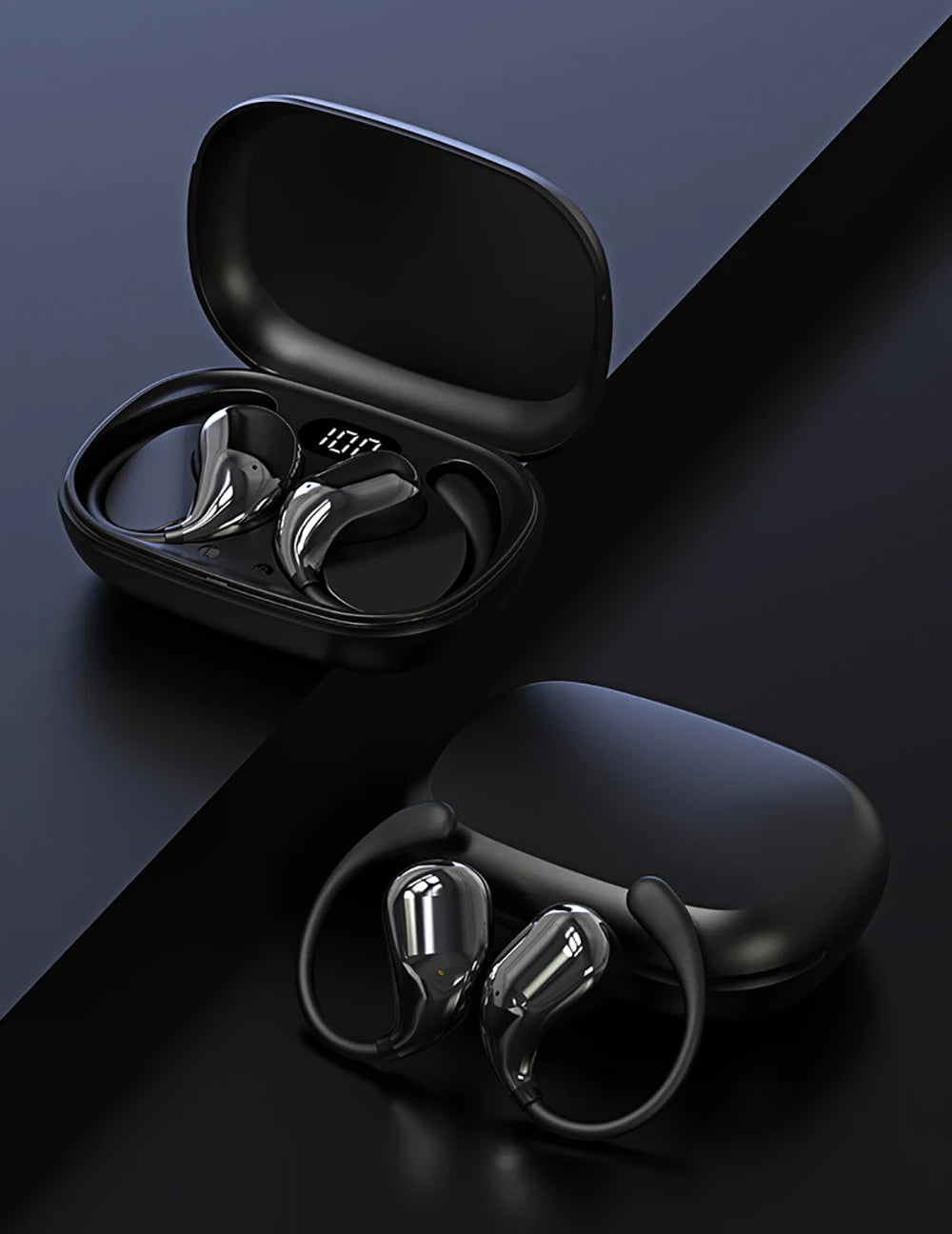 Bluetooth 5.4 Wireless Ear Hook Headphones with LED Display