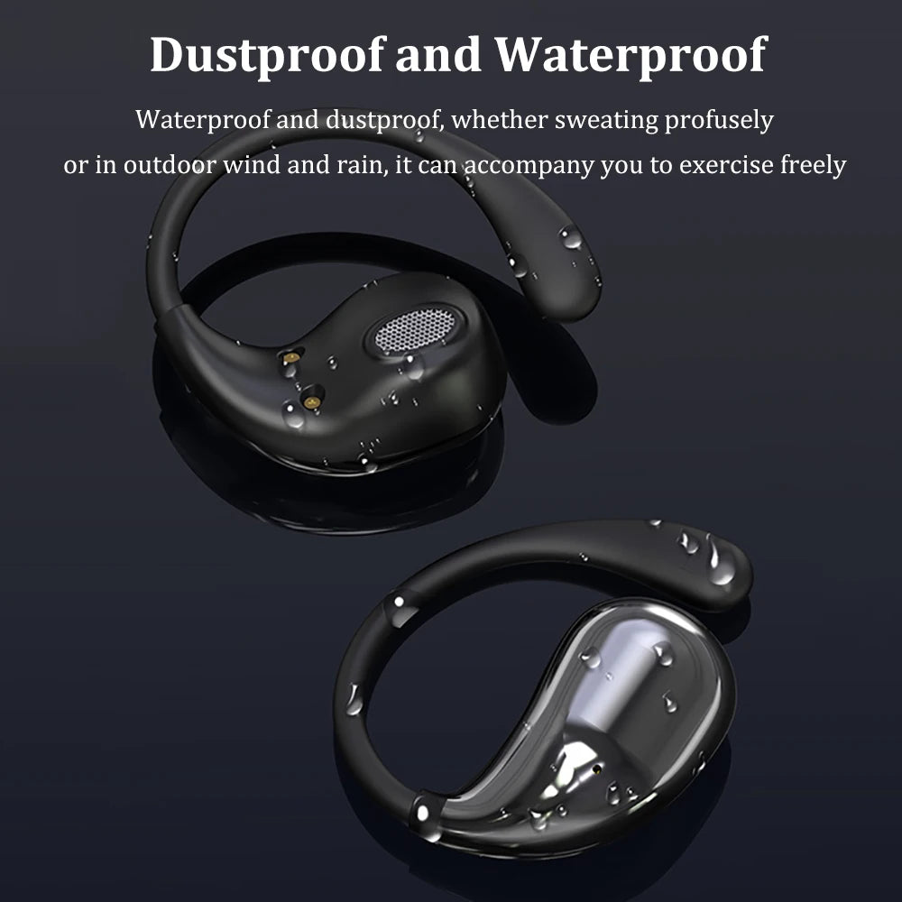 Bluetooth 5.4 Wireless Ear Hook Headphones with LED Display