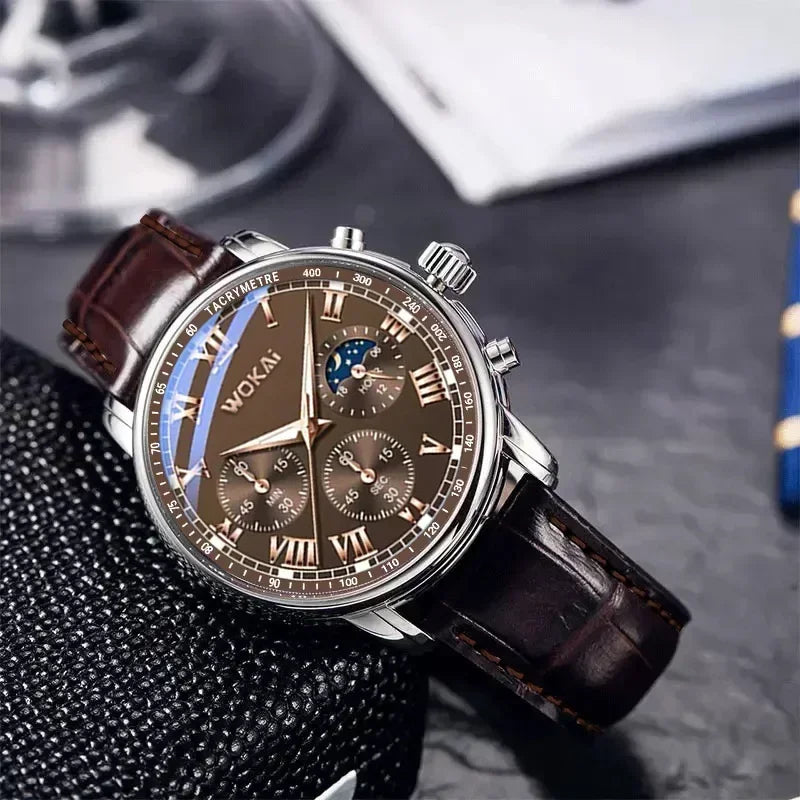 MOONBIFFY Leather Quartz Watch