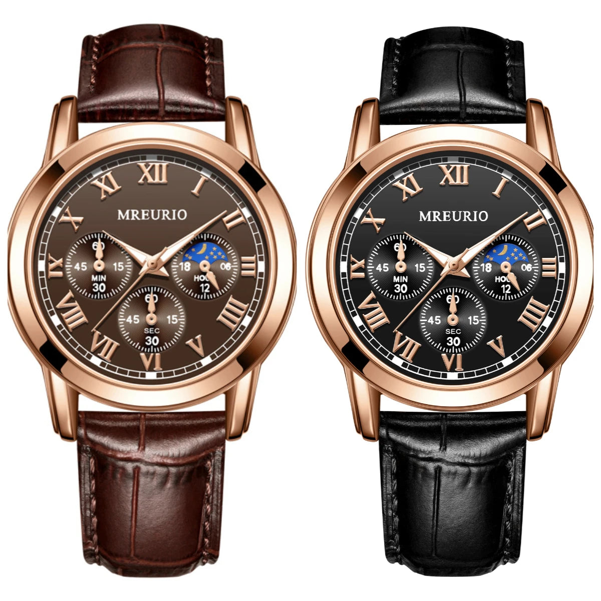 MOONBIFFY Leather Quartz Watch