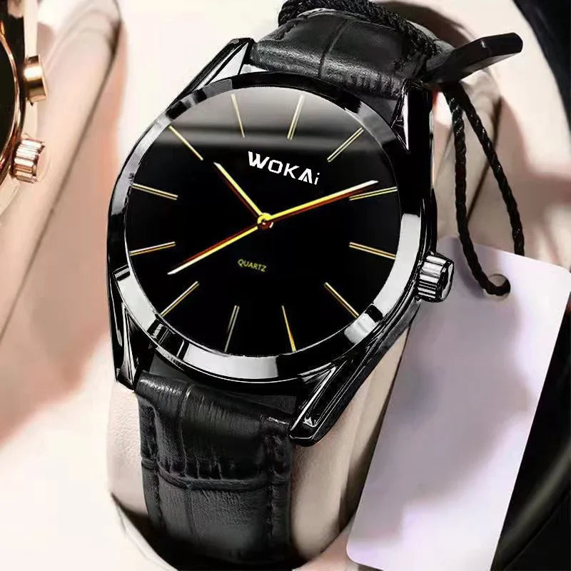 MOONBIFFY Leather Quartz Watch