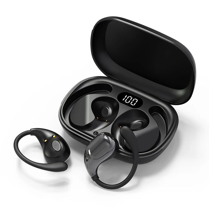 Bluetooth 5.4 Wireless Ear Hook Headphones with LED Display