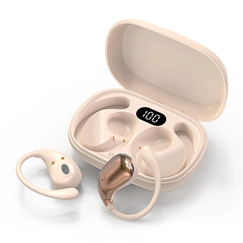 Bluetooth 5.4 Wireless Ear Hook Headphones with LED Display