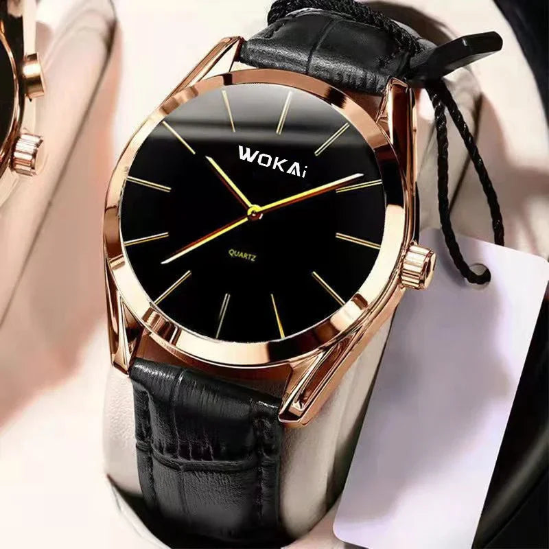MOONBIFFY Leather Quartz Watch