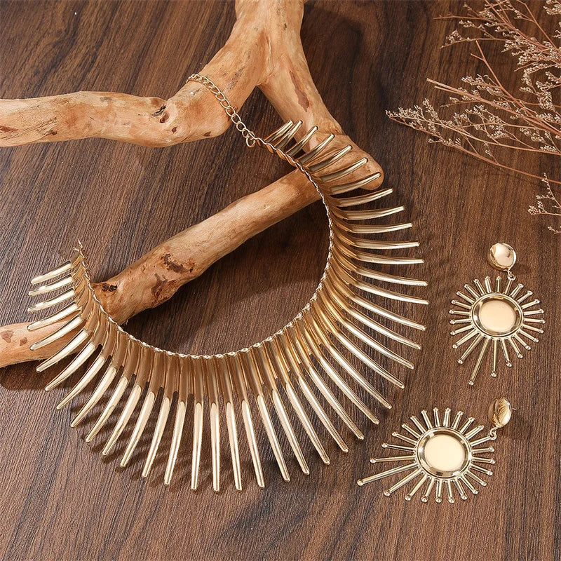 Bold Gold Choker & Earrings Set