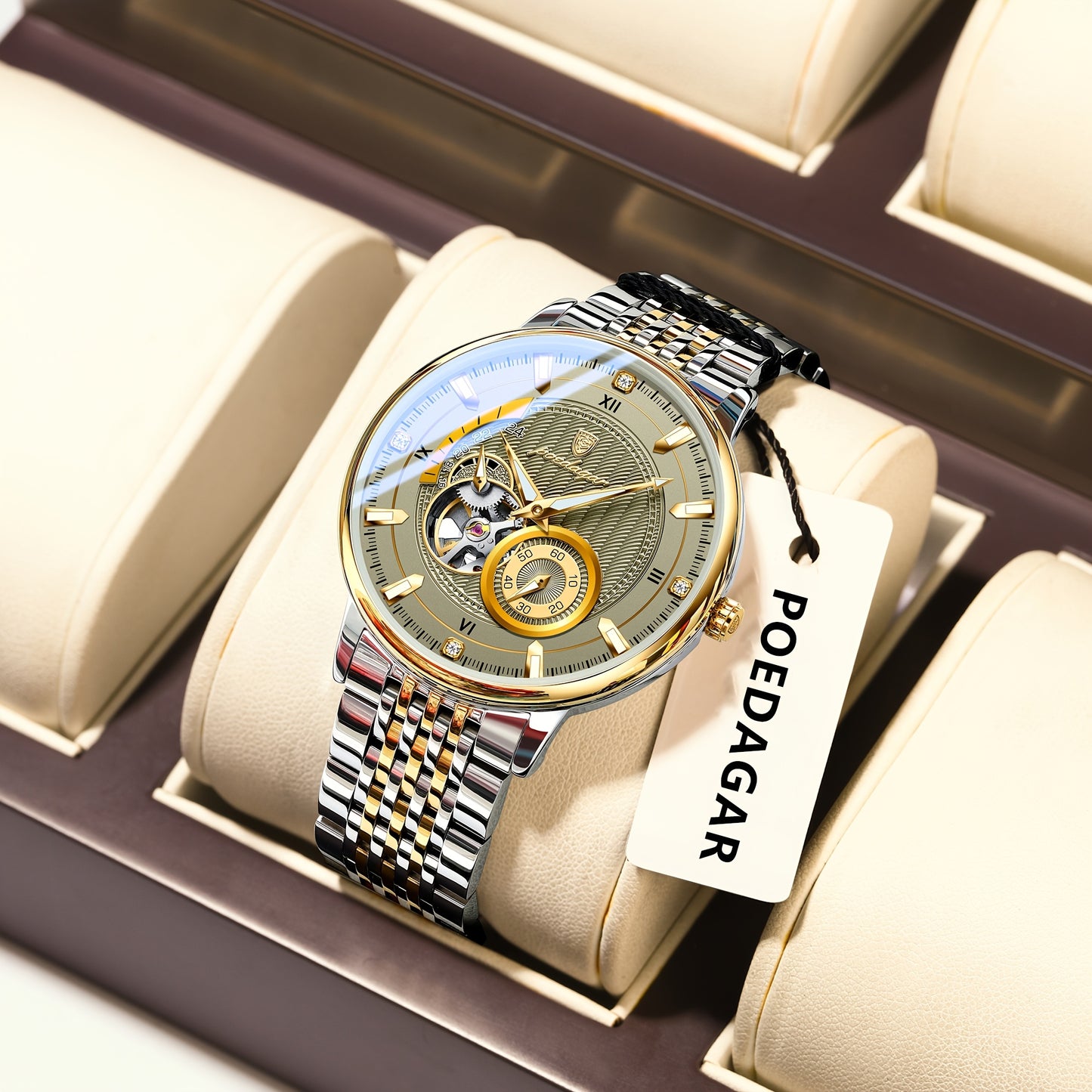 POEDAGAR Luxury Skeleton Dial