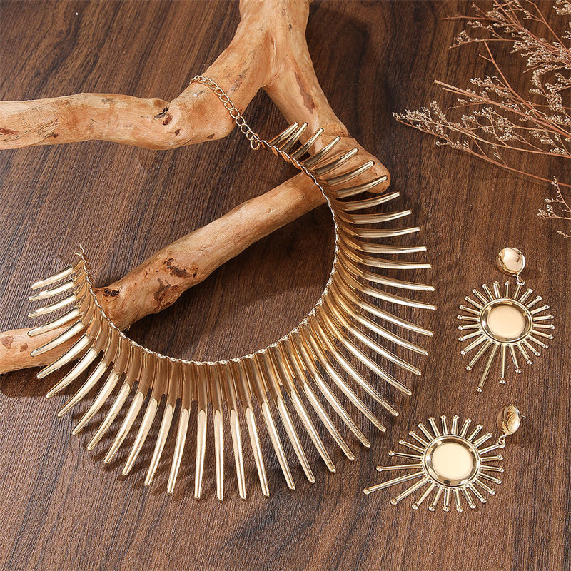 Bold Gold Choker & Earrings Set
