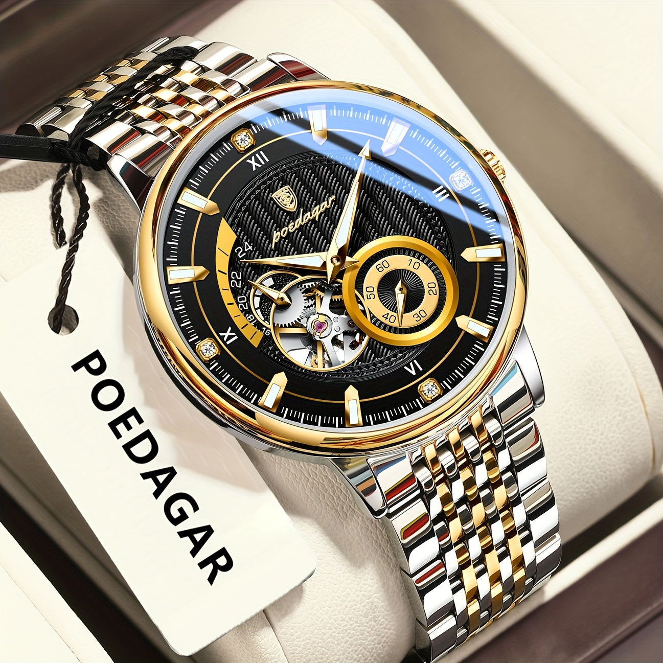 POEDAGAR Luxury Skeleton Dial
