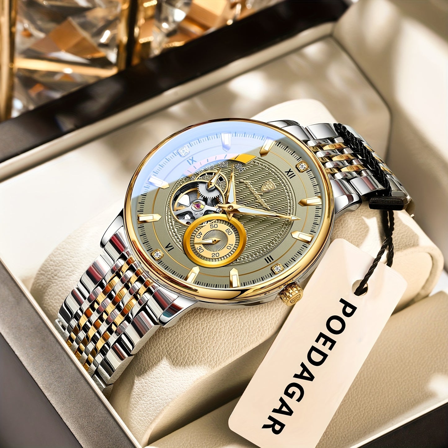 POEDAGAR Luxury Skeleton Dial