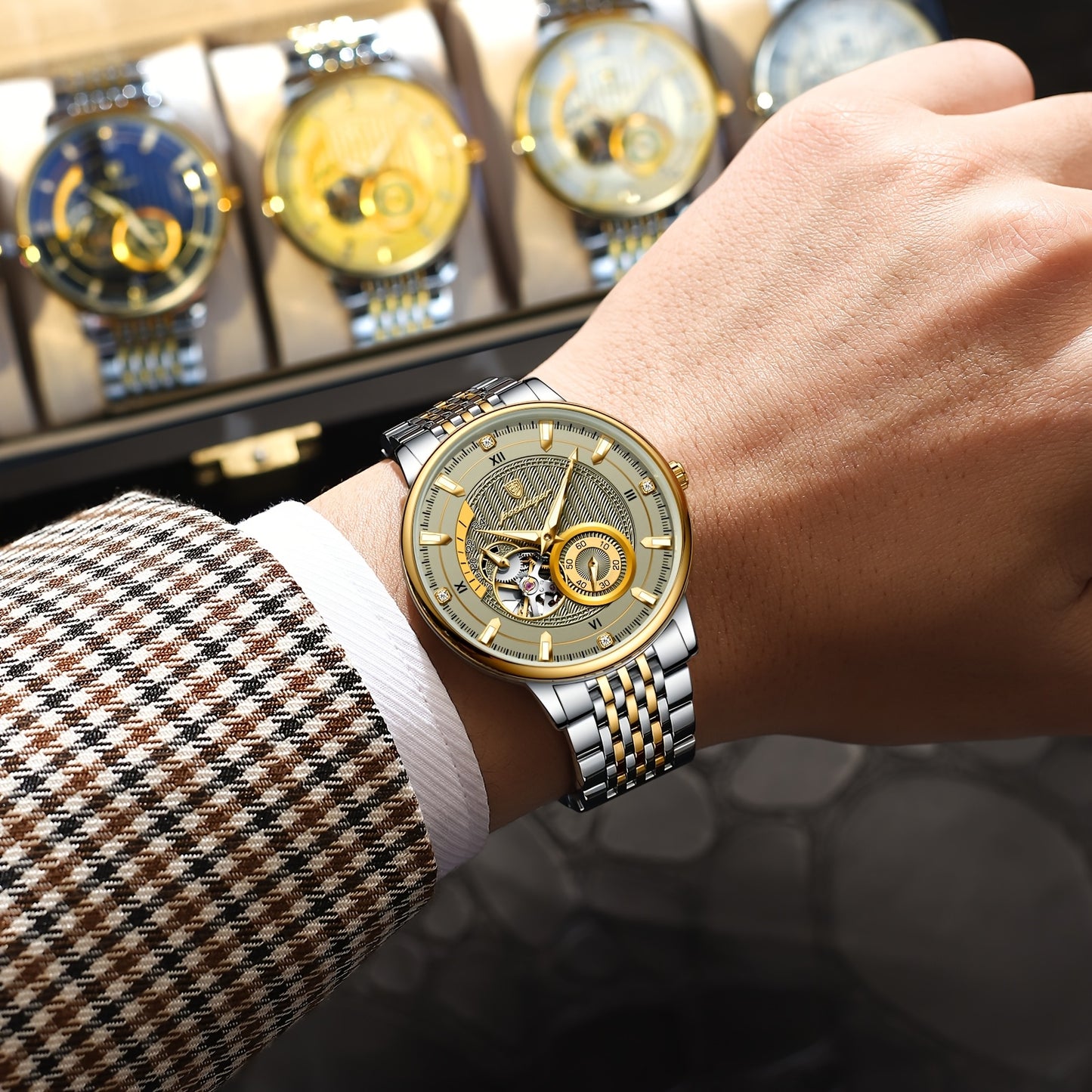 POEDAGAR Luxury Skeleton Dial