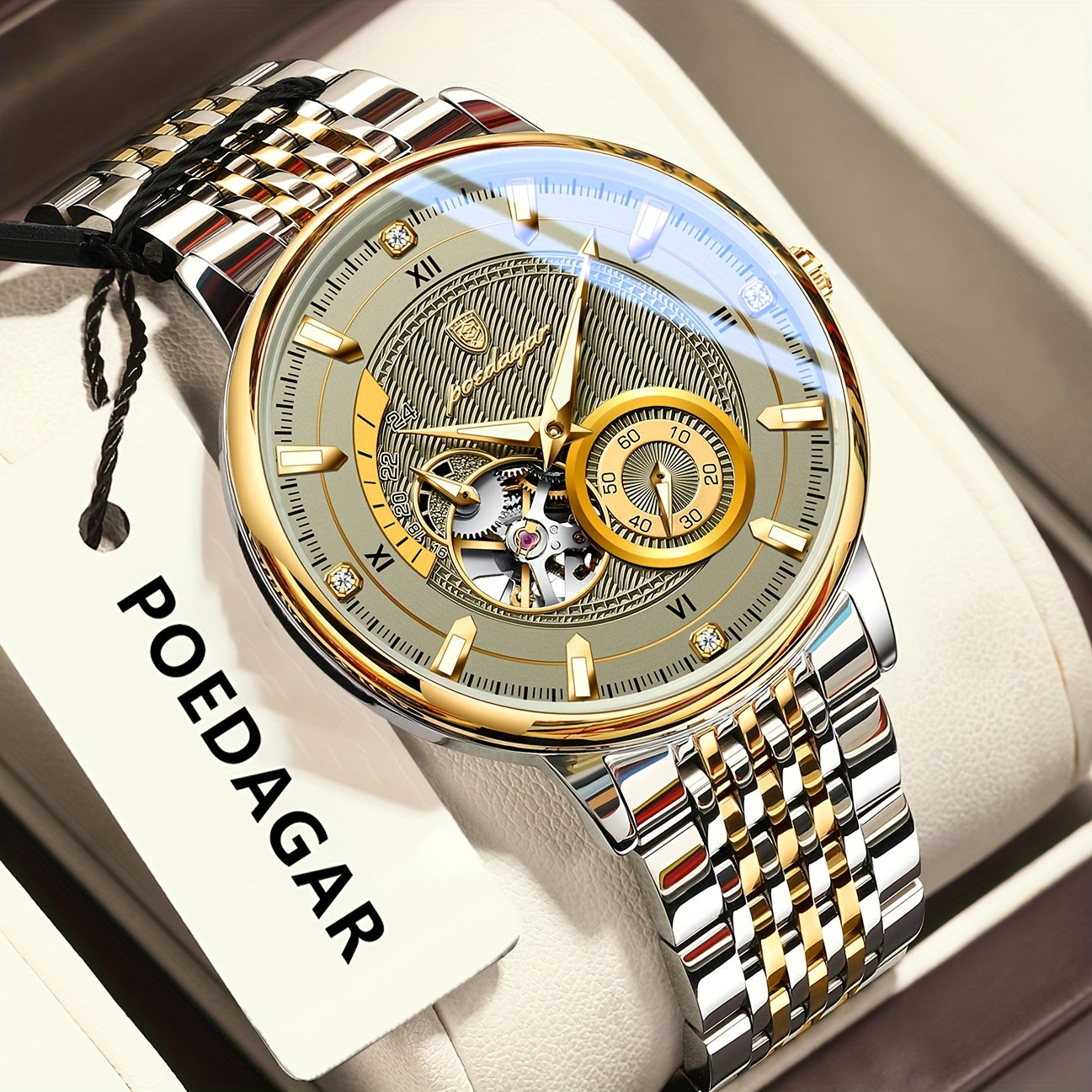 POEDAGAR Luxury Skeleton Dial