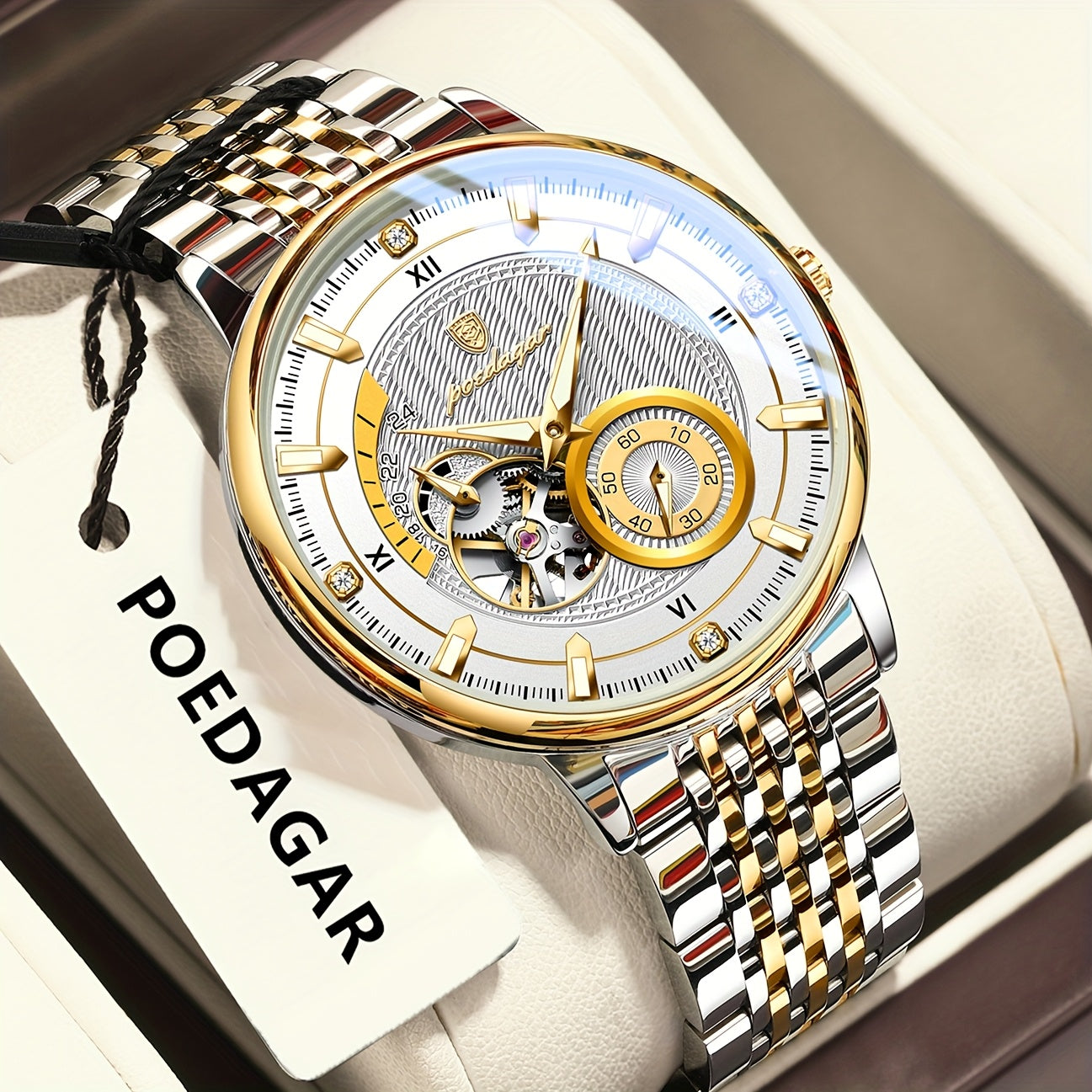 POEDAGAR Luxury Skeleton Dial