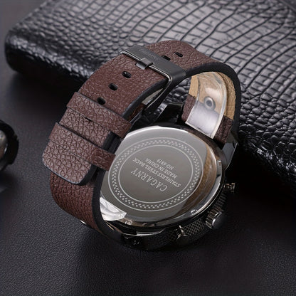 Casual Dial Watch with PU Leather