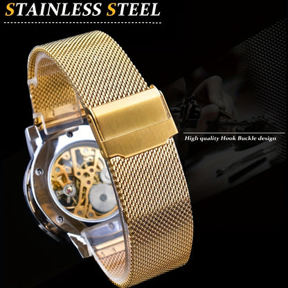 Vintage Skeleton Mechanical Watch with Rhinestone
