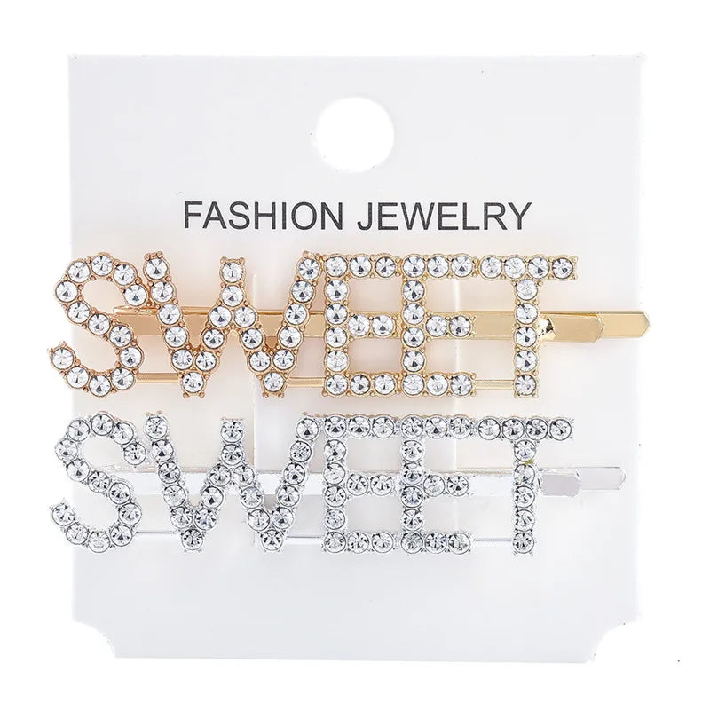 Fashion Rhinestone Letter Hair Clips