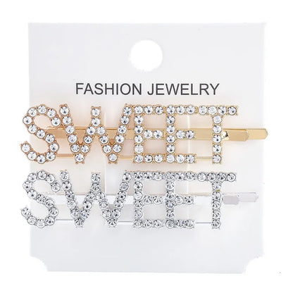 Fashion Rhinestone Letter Hair Clips