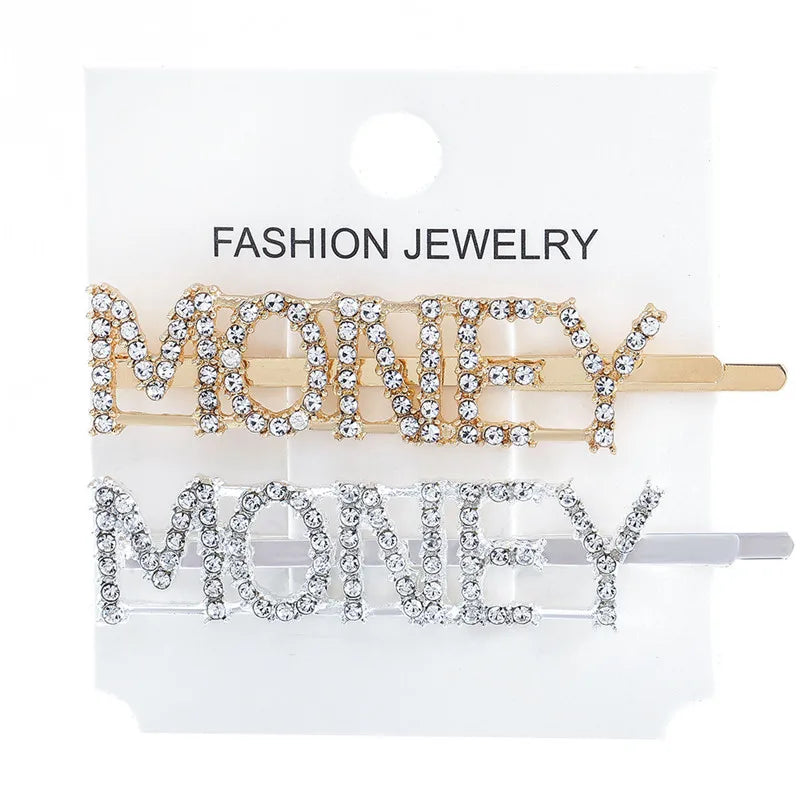 Fashion Rhinestone Letter Hair Clips