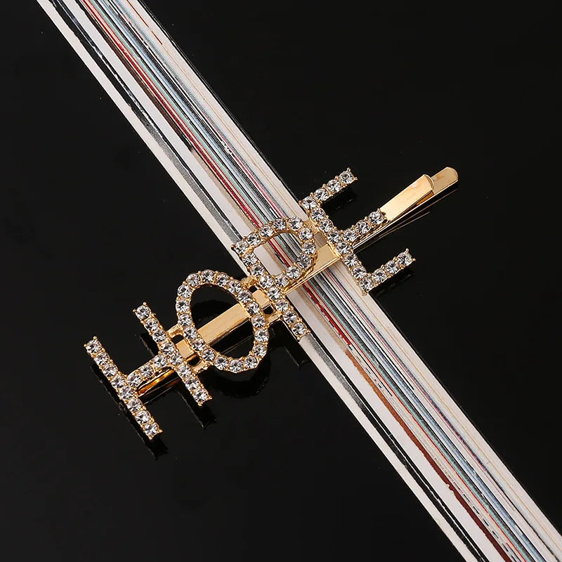 Fashion Rhinestone Letter Hair Clips