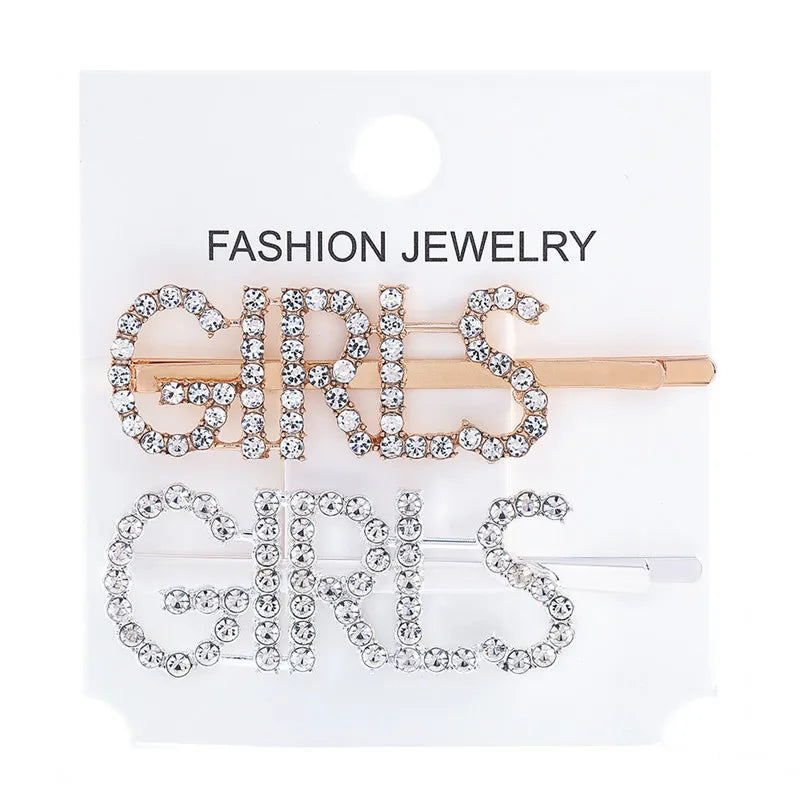 Fashion Rhinestone Letter Hair Clips