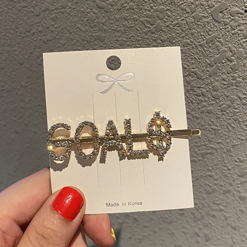Fashion Rhinestone Letter Hair Clips