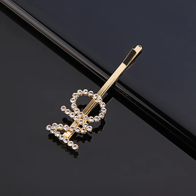 Fashion Rhinestone Letter Hair Clips
