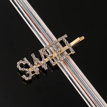 Fashion Rhinestone Letter Hair Clips