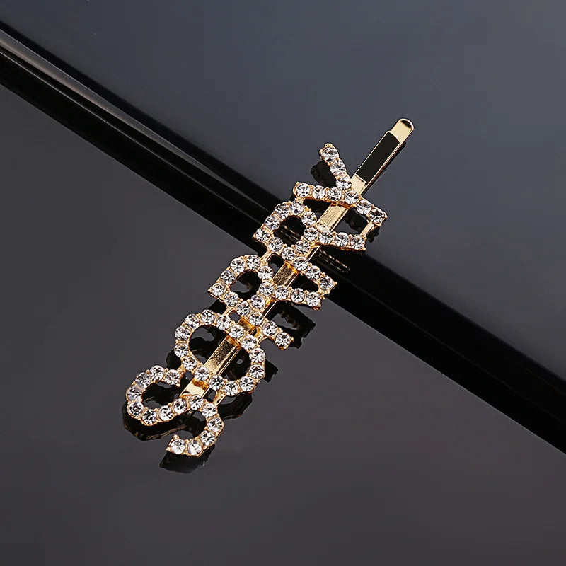 Fashion Rhinestone Letter Hair Clips