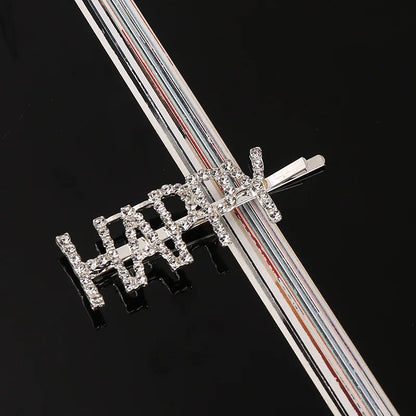 Fashion Rhinestone Letter Hair Clips