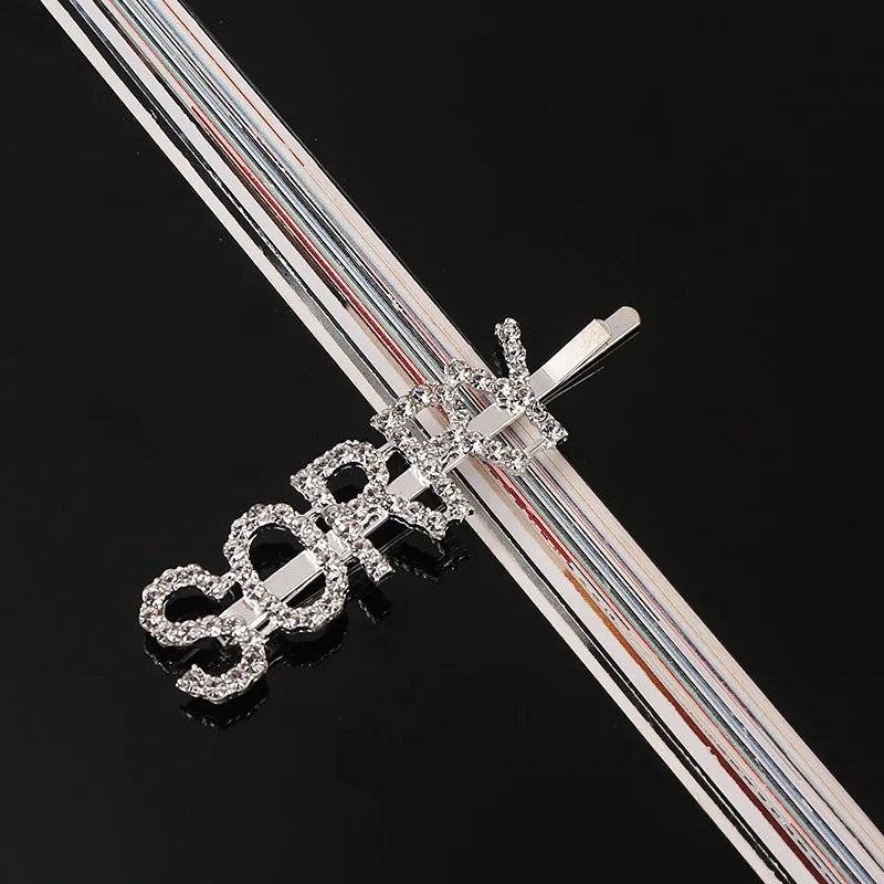 Fashion Rhinestone Letter Hair Clips