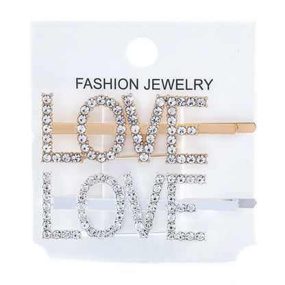 Fashion Rhinestone Letter Hair Clips