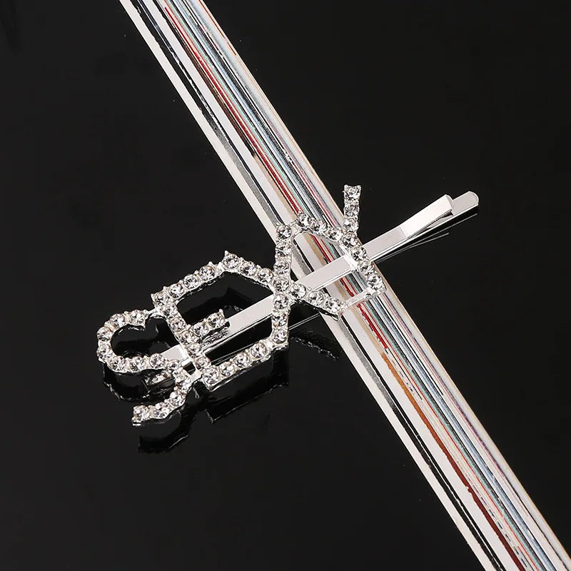 Fashion Rhinestone Letter Hair Clips