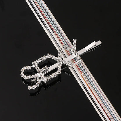 Fashion Rhinestone Letter Hair Clips
