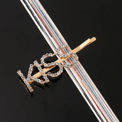 Fashion Rhinestone Letter Hair Clips