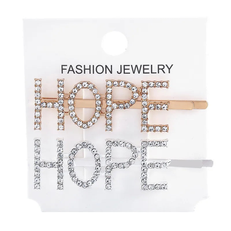 Fashion Rhinestone Letter Hair Clips