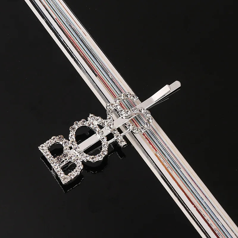 Fashion Rhinestone Letter Hair Clips