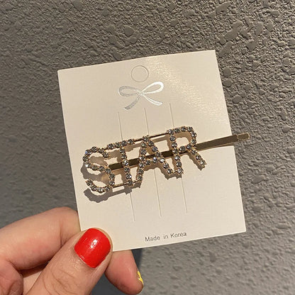 Fashion Rhinestone Letter Hair Clips