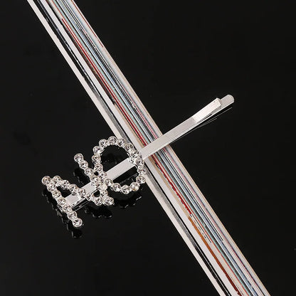 Fashion Rhinestone Letter Hair Clips