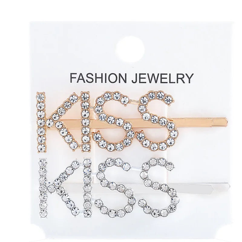 Fashion Rhinestone Letter Hair Clips
