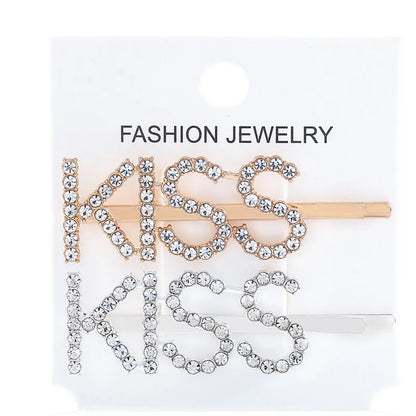 Fashion Rhinestone Letter Hair Clips