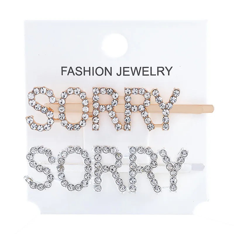 Fashion Rhinestone Letter Hair Clips