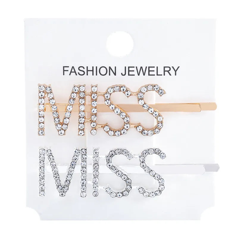 Fashion Rhinestone Letter Hair Clips