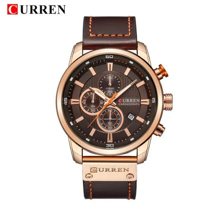 CURREN Leather Sports Quartz Chronograph Watch