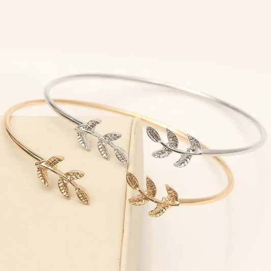 Fashion Leaf Open Cuff Bracelet
