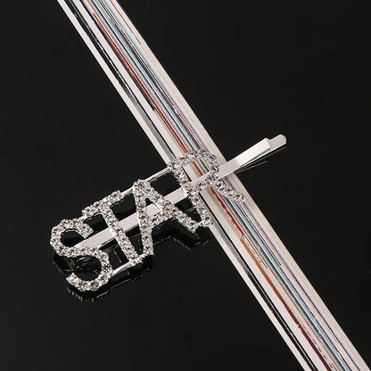 Fashion Rhinestone Letter Hair Clips