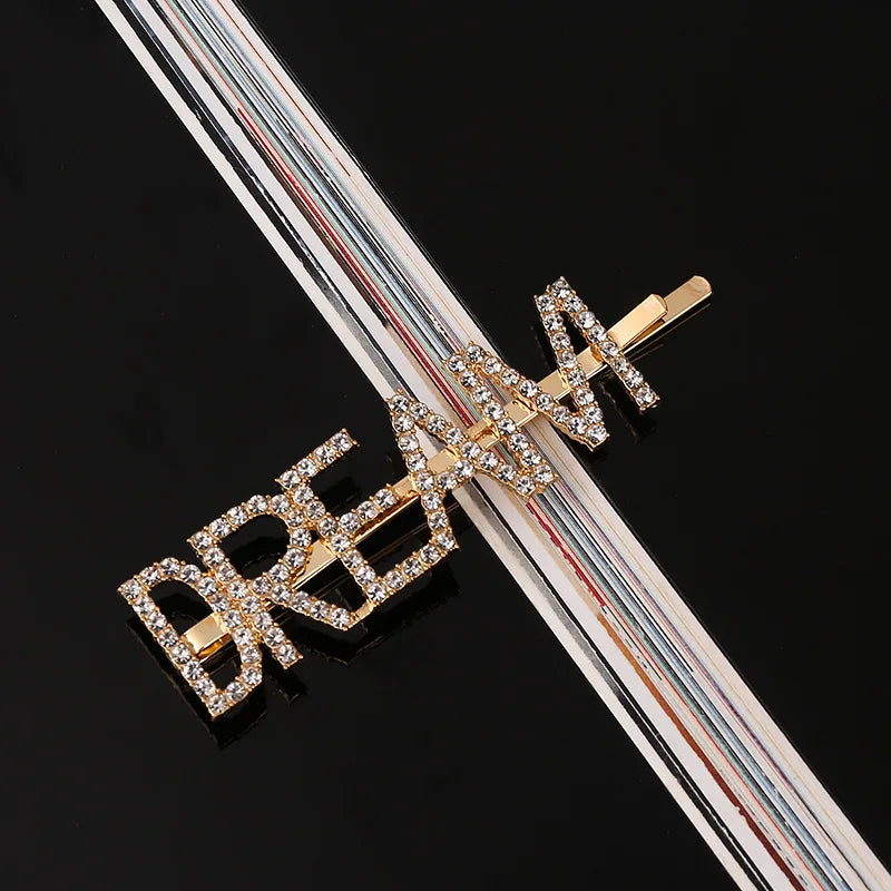 Fashion Rhinestone Letter Hair Clips