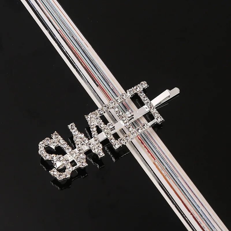 Fashion Rhinestone Letter Hair Clips