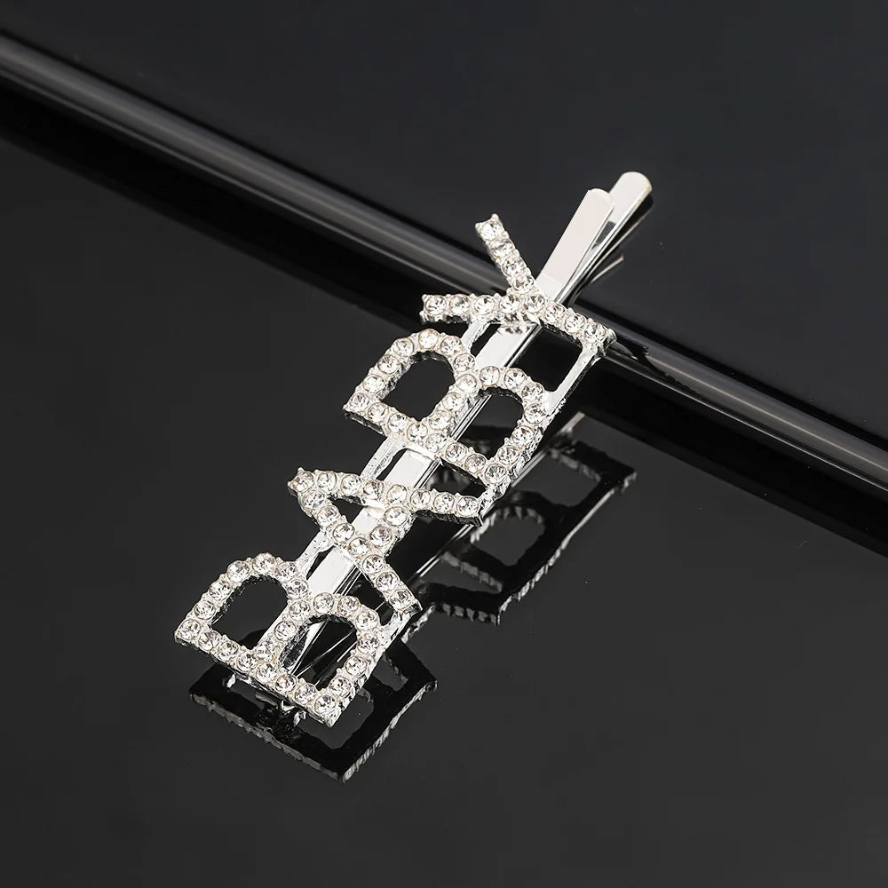 Fashion Rhinestone Letter Hair Clips