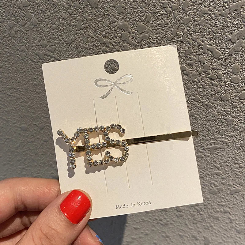 Fashion Rhinestone Letter Hair Clips